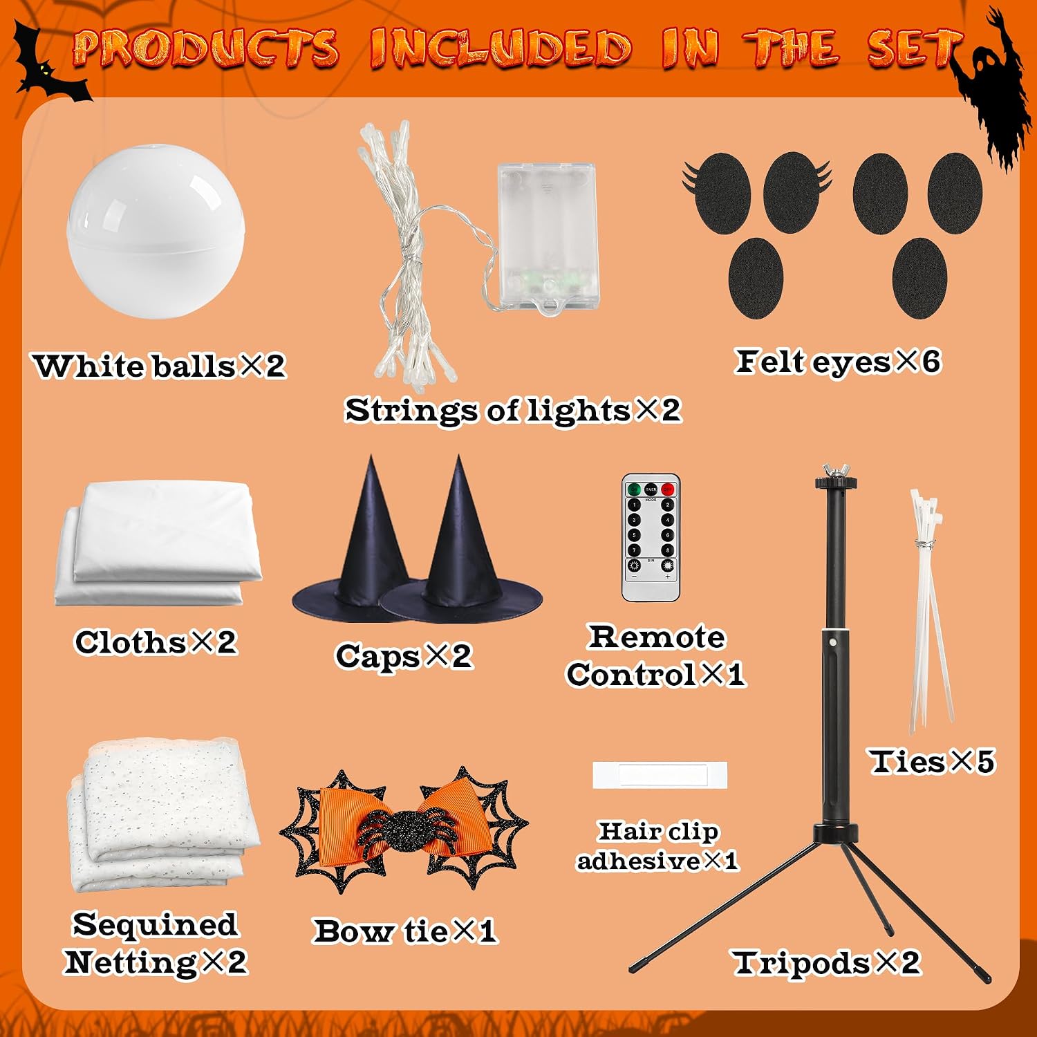 Halloween Ghost Decorations 2-Pack – Lighted Indoor Ghosts with Remote Control