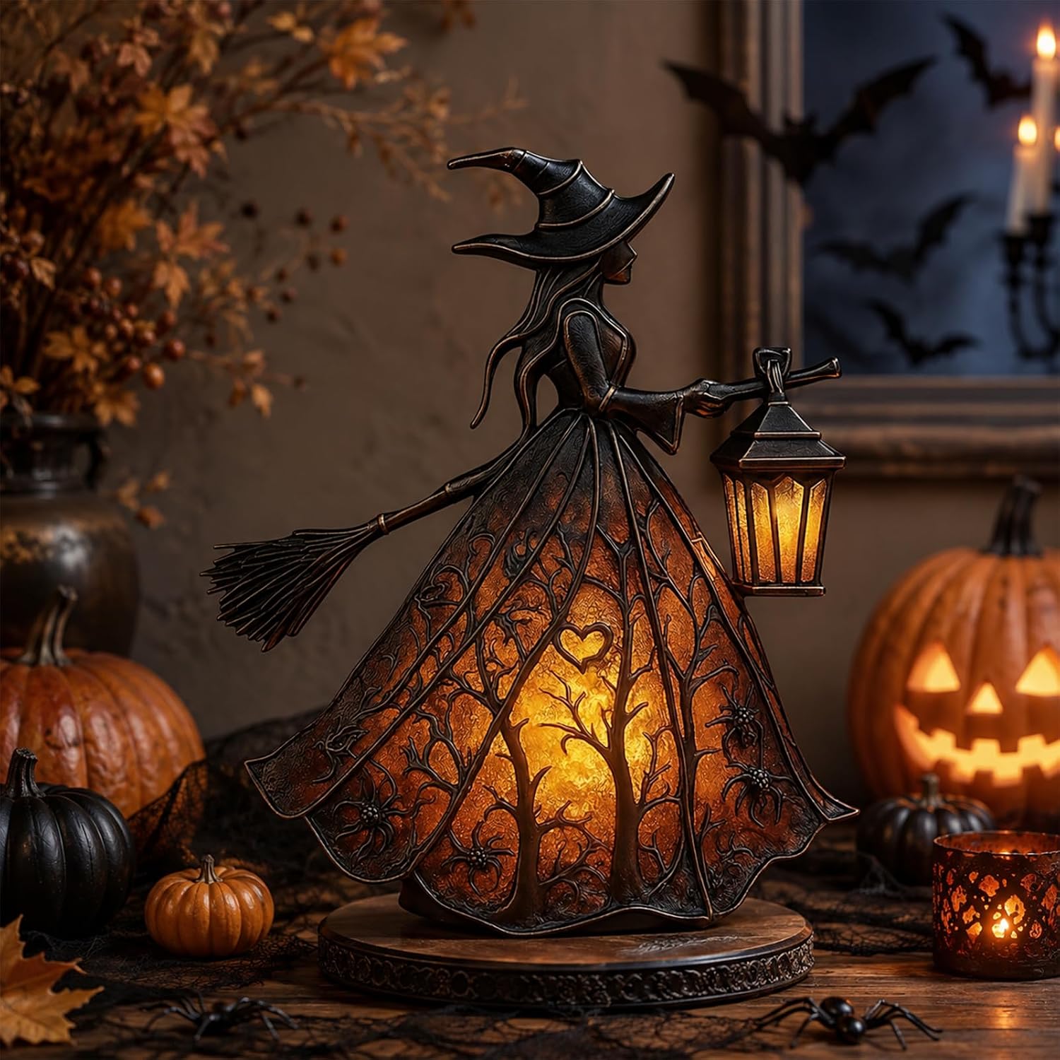 Halloween Witch Hat Lamp – Gothic LED Table Lamp with USB for Home Decor