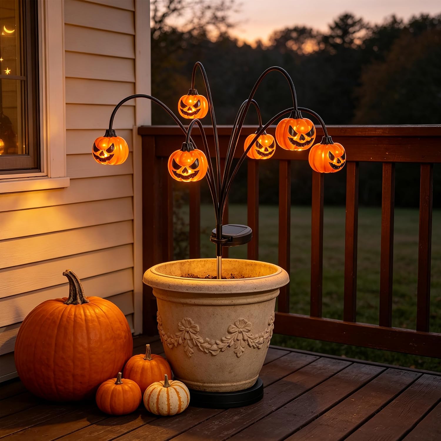 Solar Halloween Pumpkin Lights, Outdoor Yard & Garden Decor