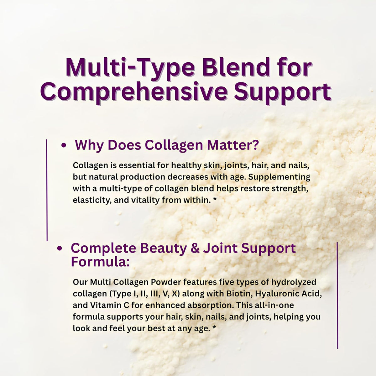 Multi Collagen Peptides Powder 8-in-1 with Hyaluronic Acid, 16oz