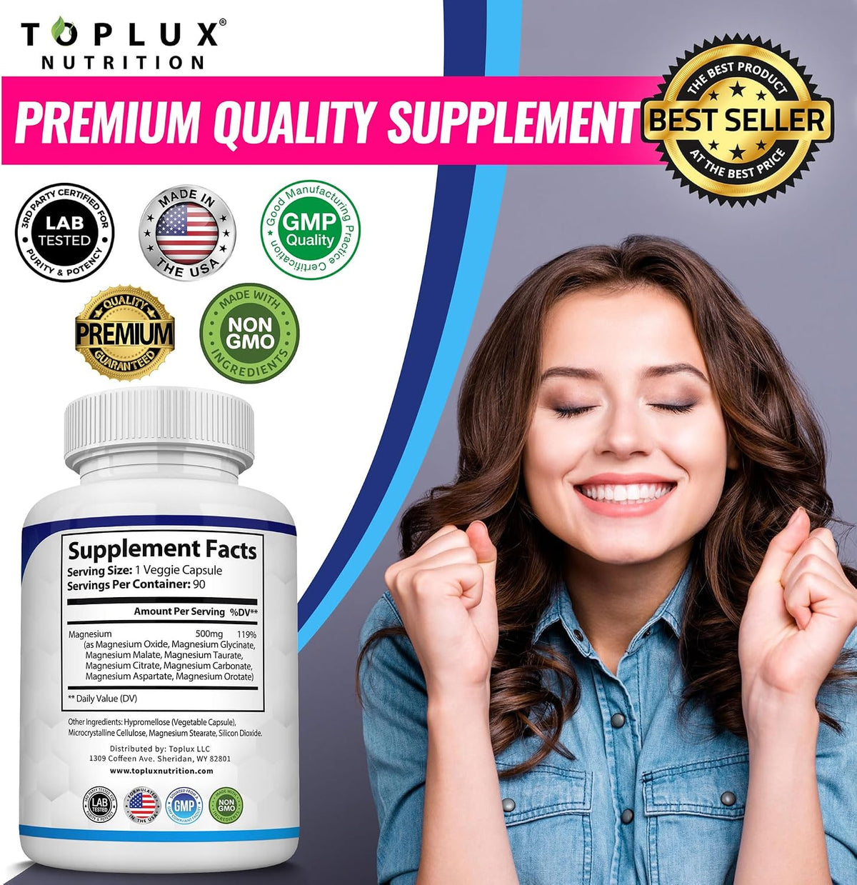Magnesium Complex Supplement, 8-in-1 Blend for Sleep & Muscle, 90ct