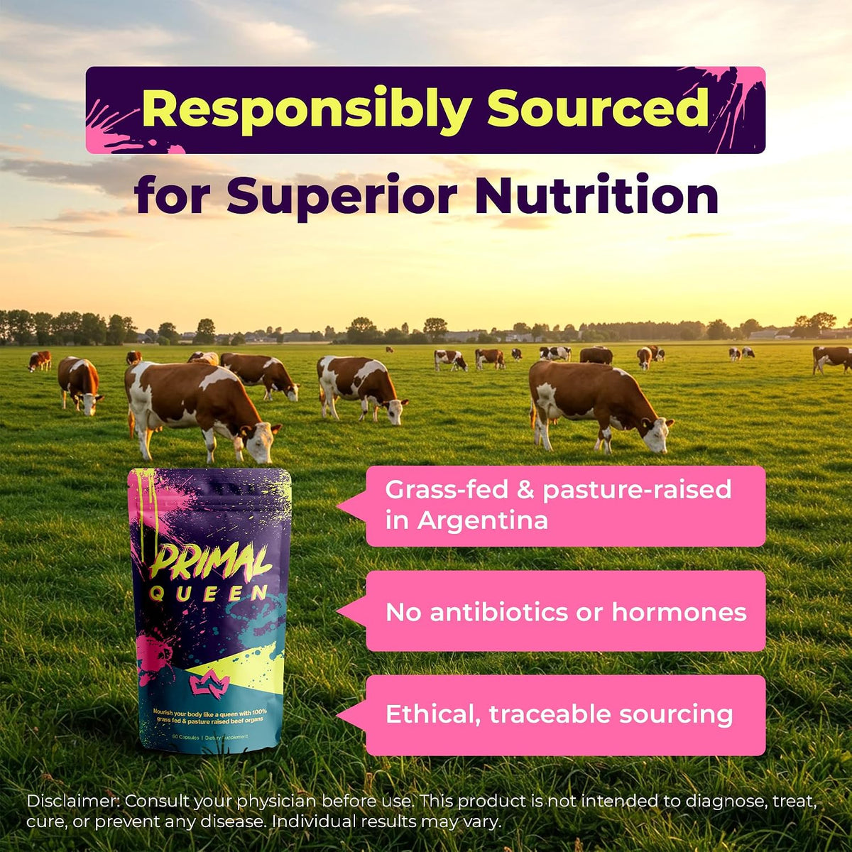 Beef Organ Complex for Women, Grass-Fed Superfood, 60 Capsules