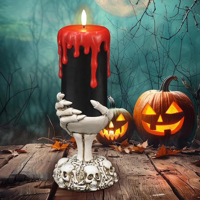 Halloween Snow Globe Candle – Witch LED Flameless Candle with Timer & Glitter