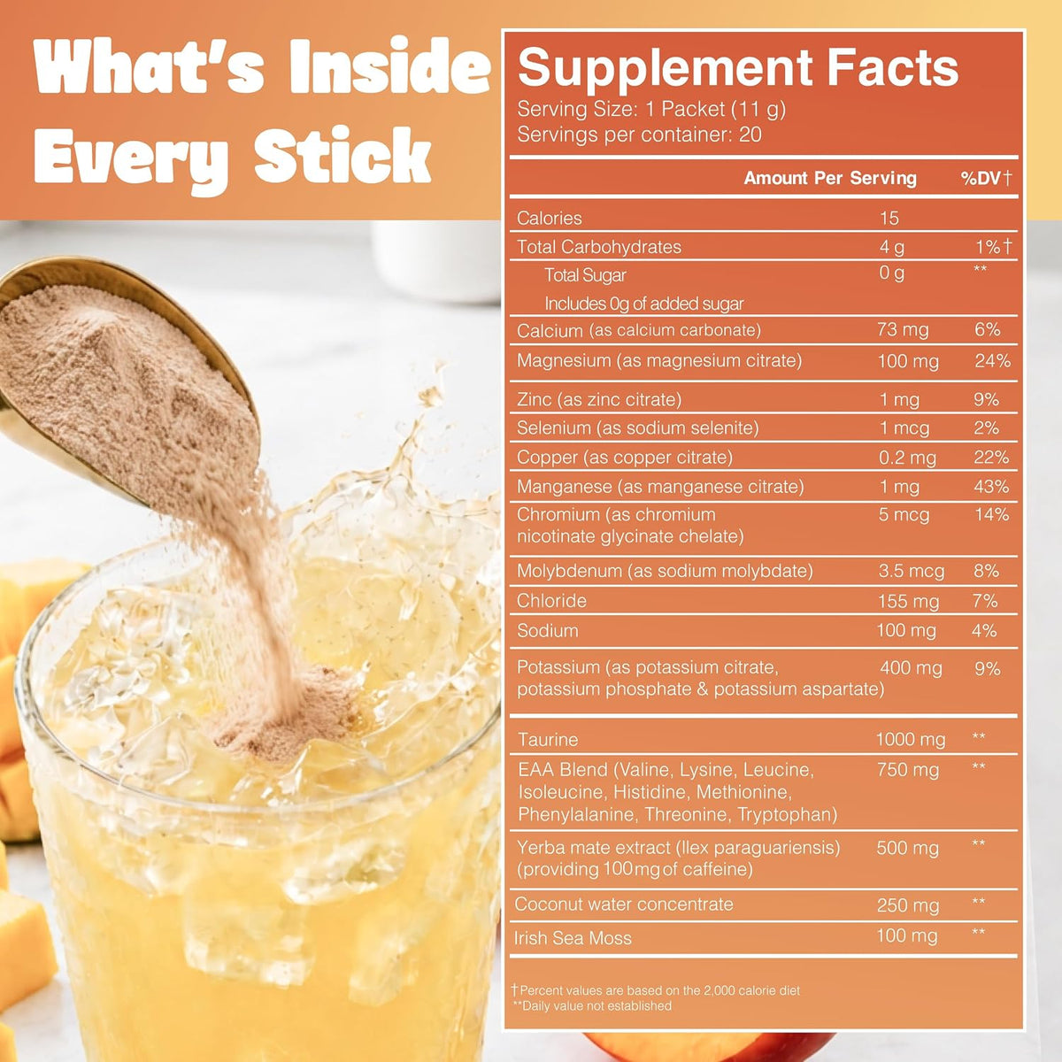 Yerba Mate Energy Drinks, Yerba Magic, Gut Health, Peach Mango, 30 Servings