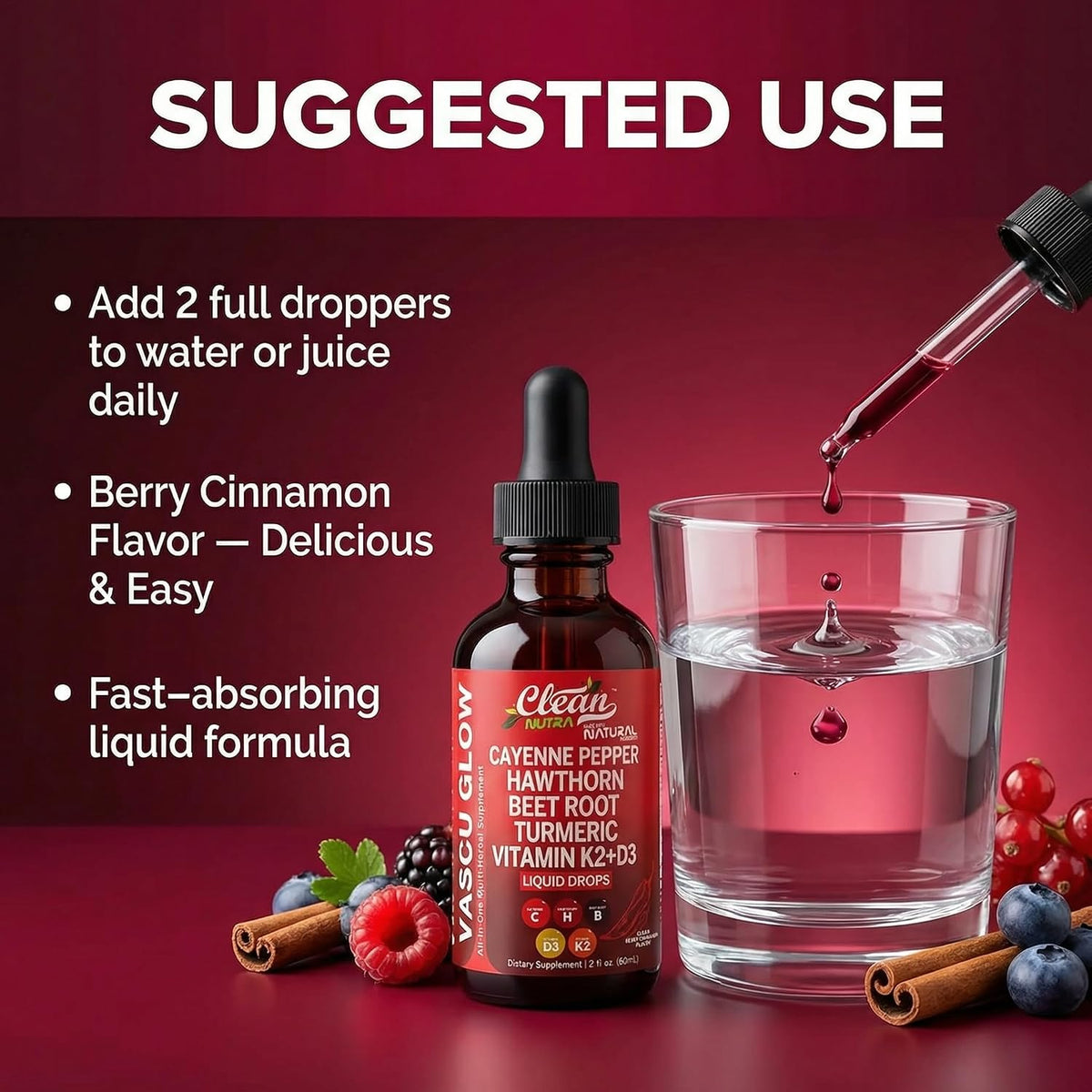 Cayenne & Hawthorn Berry Liquid Drops, 15-in-1 Wellness Supplement