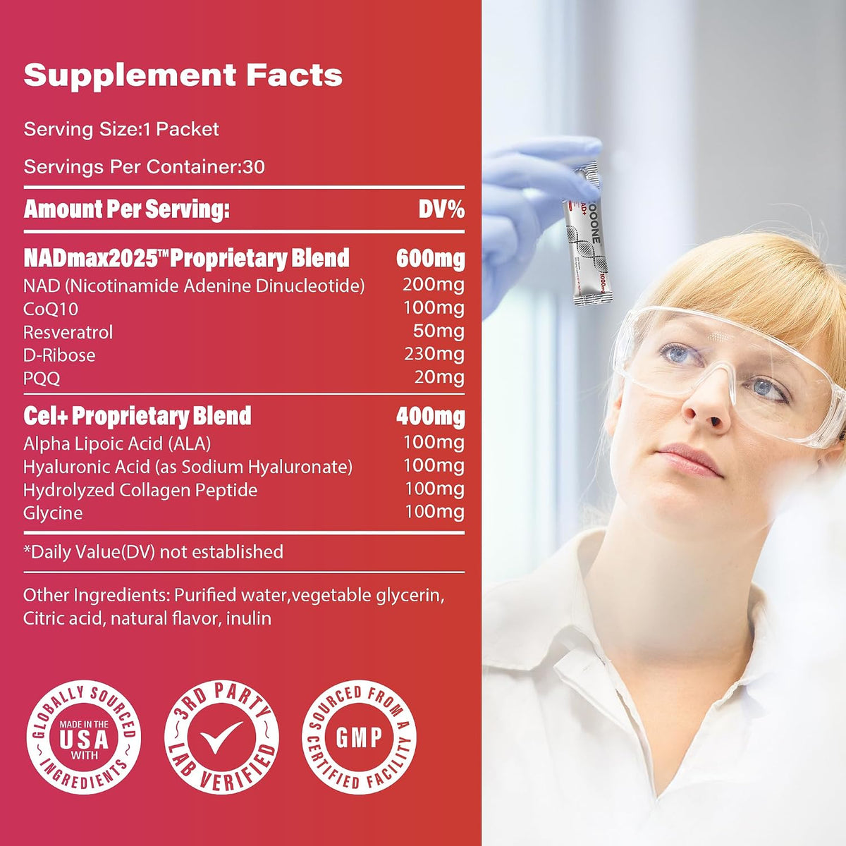 NAD+ Supplement with Resveratrol & PQQ, Cellular Energy, 30 Bars