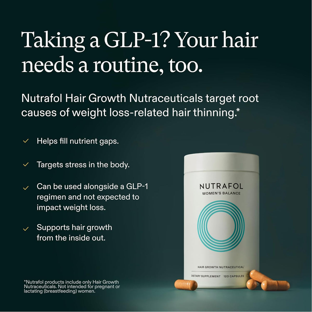 Women's Hair Growth Supplement for Menopause, Thinning Hair, 120ct