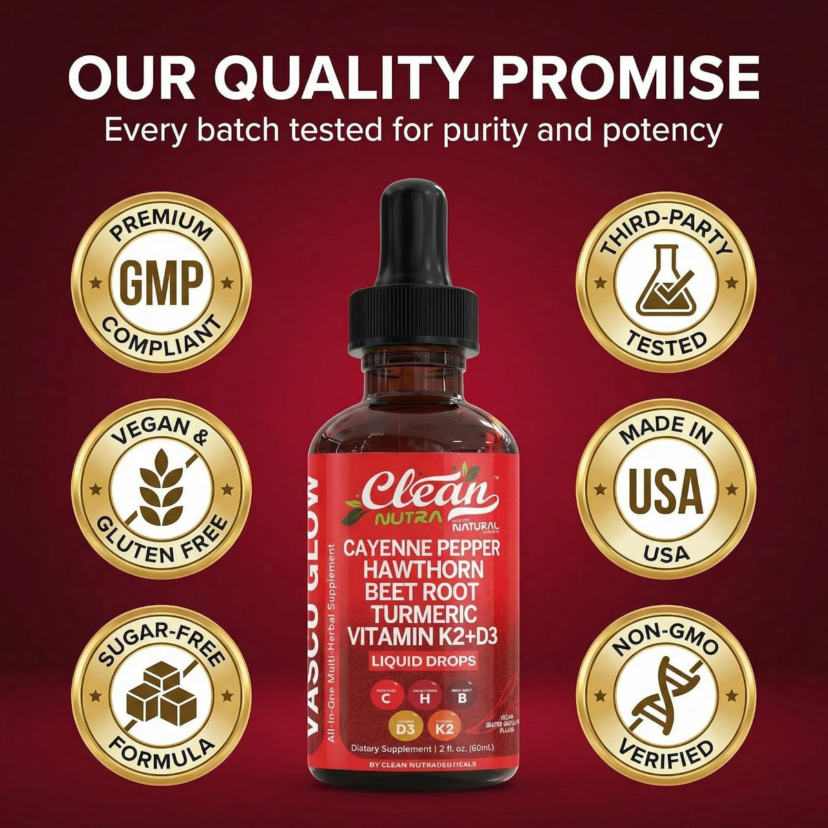 Cayenne & Hawthorn Berry Liquid Drops, 15-in-1 Wellness Supplement