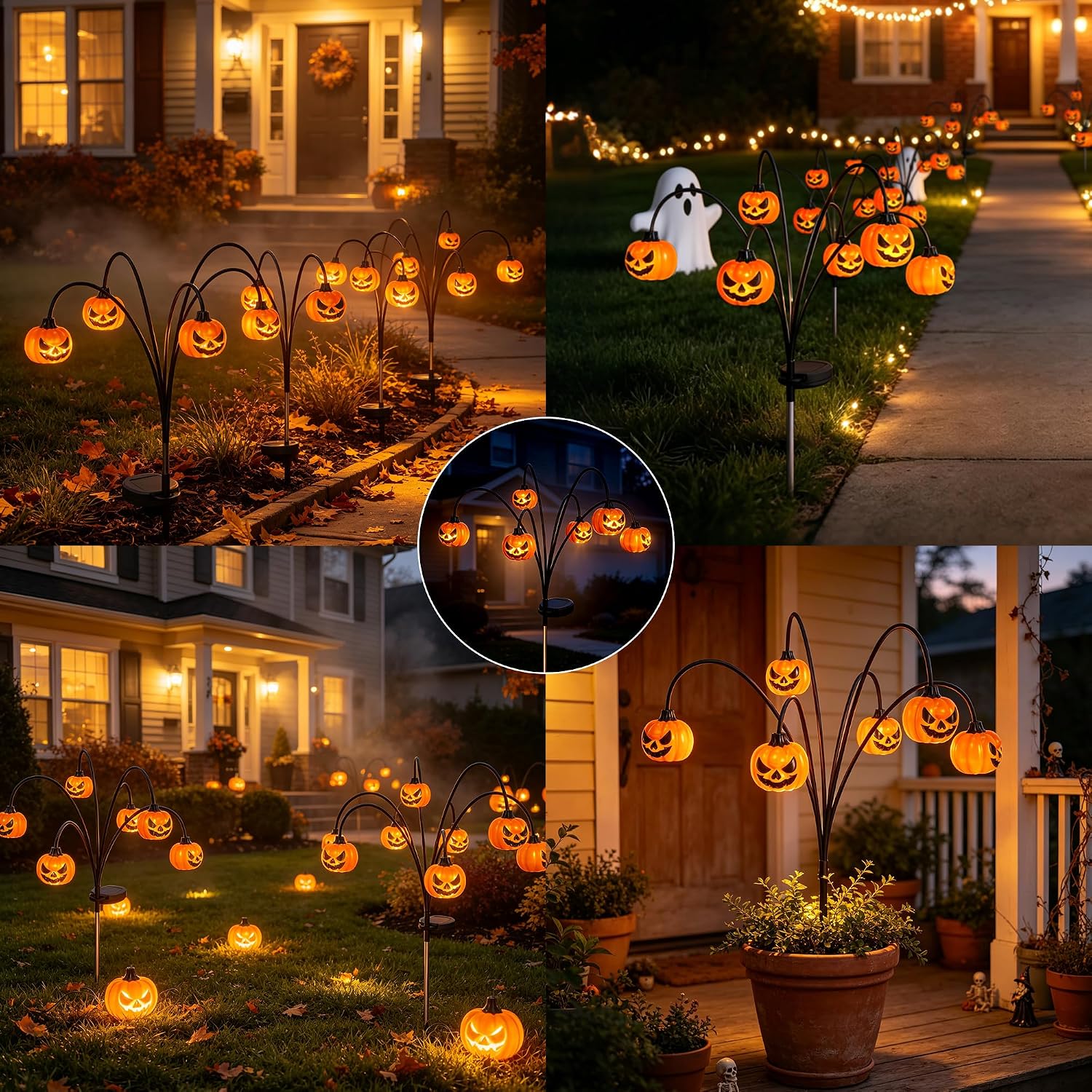 Solar Halloween Pumpkin Lights, Outdoor Yard & Garden Decor