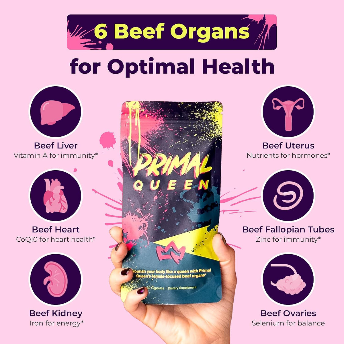 Beef Organ Complex for Women, Grass-Fed Superfood, 60 Capsules