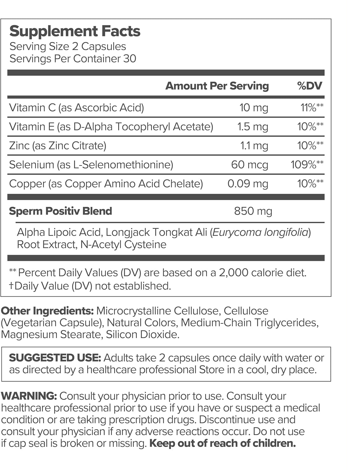 Male Fertility Supplement, Sperm Health Support for Men, 60ct