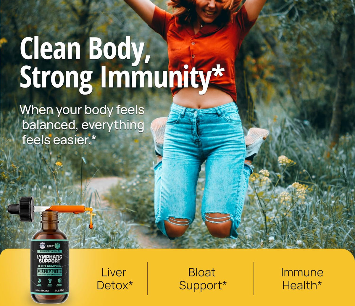 Lymphatic Support Drops, Herbal Cleanse & Debloat Supplement, 2oz