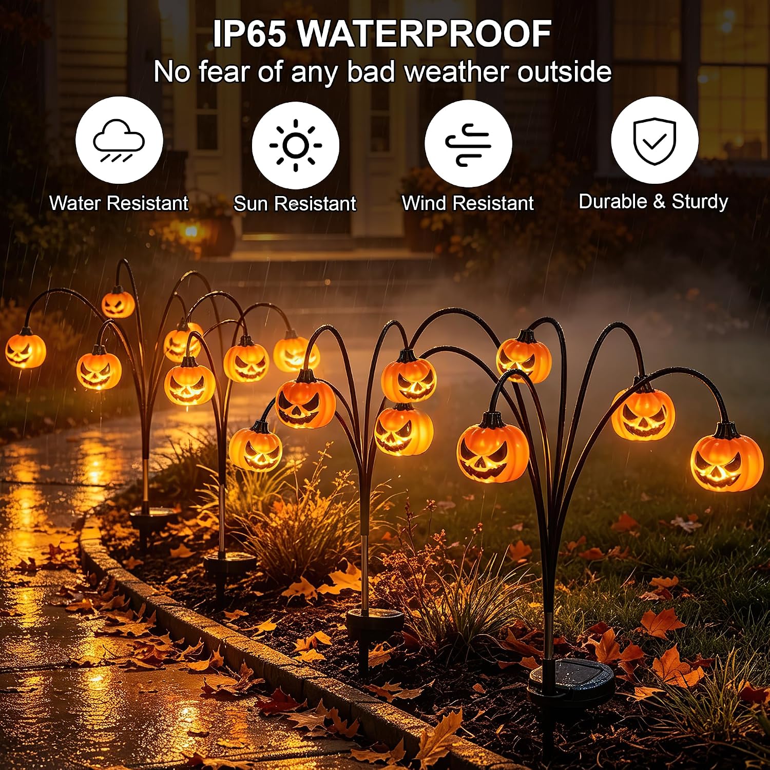 Solar Halloween Pumpkin Lights, Outdoor Yard & Garden Decor