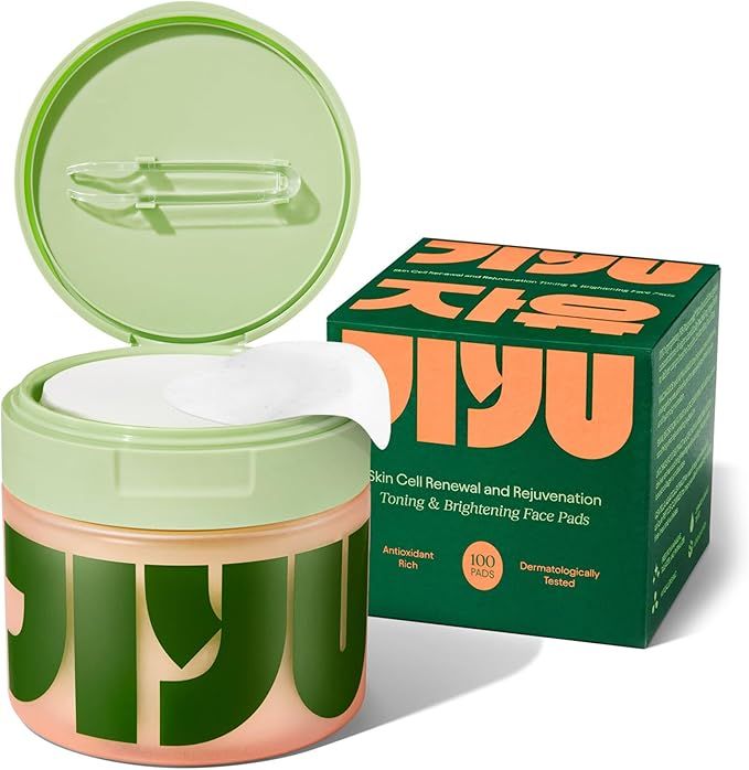 Jar of Korean anti-aging toner pads for dark spots and wrinkles