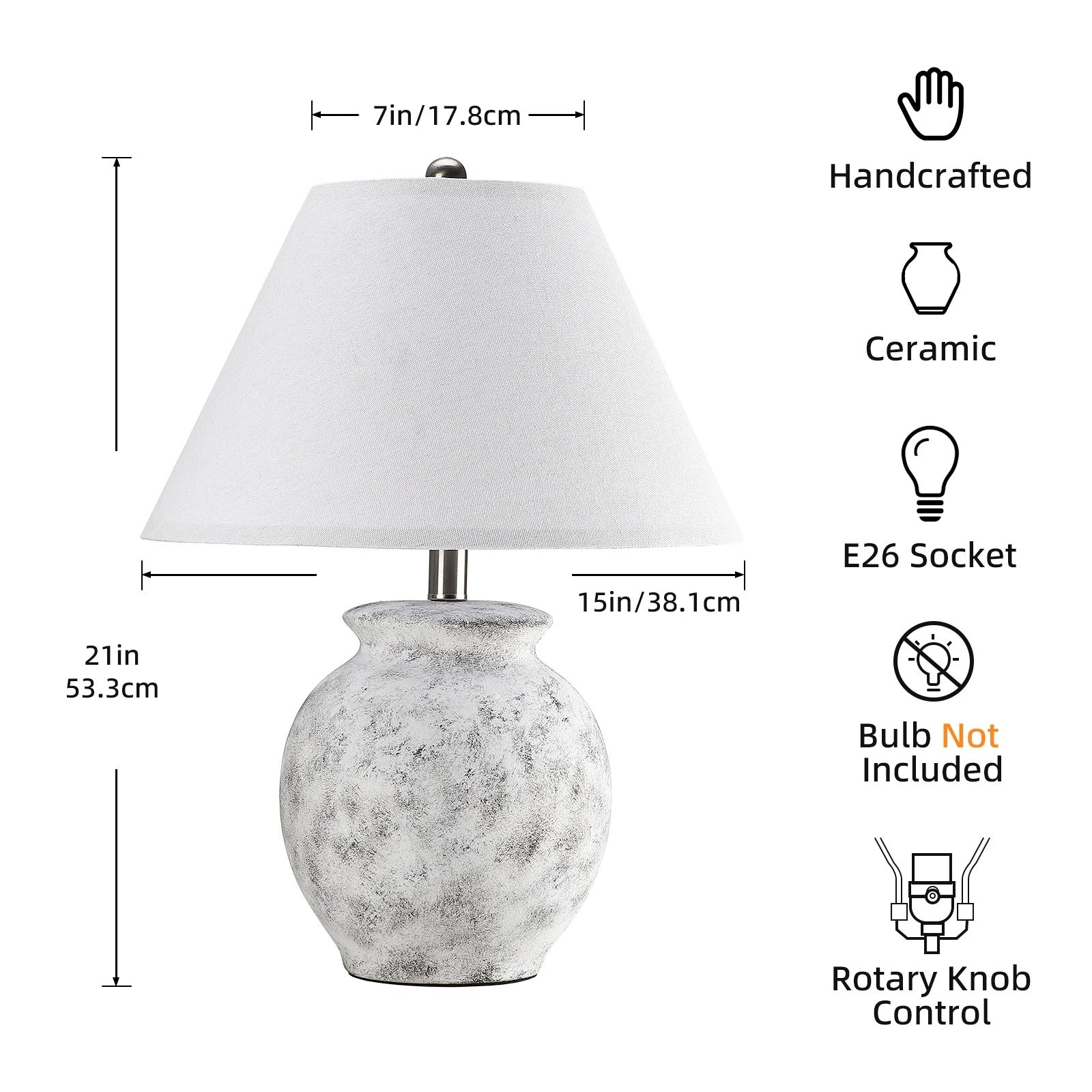 21" Modern Bedside Table Lamp | Ceramic Base, Linen Shade, Minimalist European Style