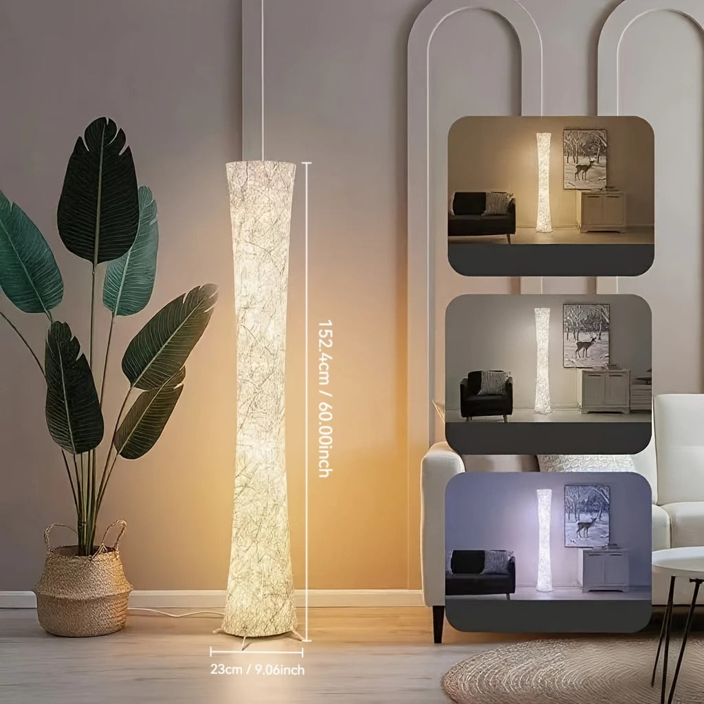 60" Modern Floor Lamp | Tyvek Shade, 3 Color Temperature LED, App & Remote Control, Dimmable with Timer