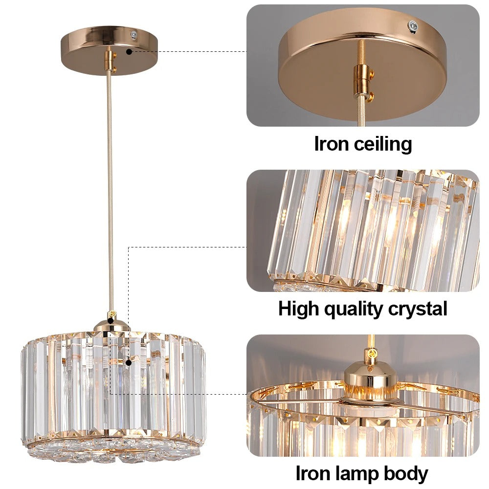 Modern LED Crystal Pendant Light | Luxury Chandelier Ceiling Lamp for Kitchen Island & Dining Room