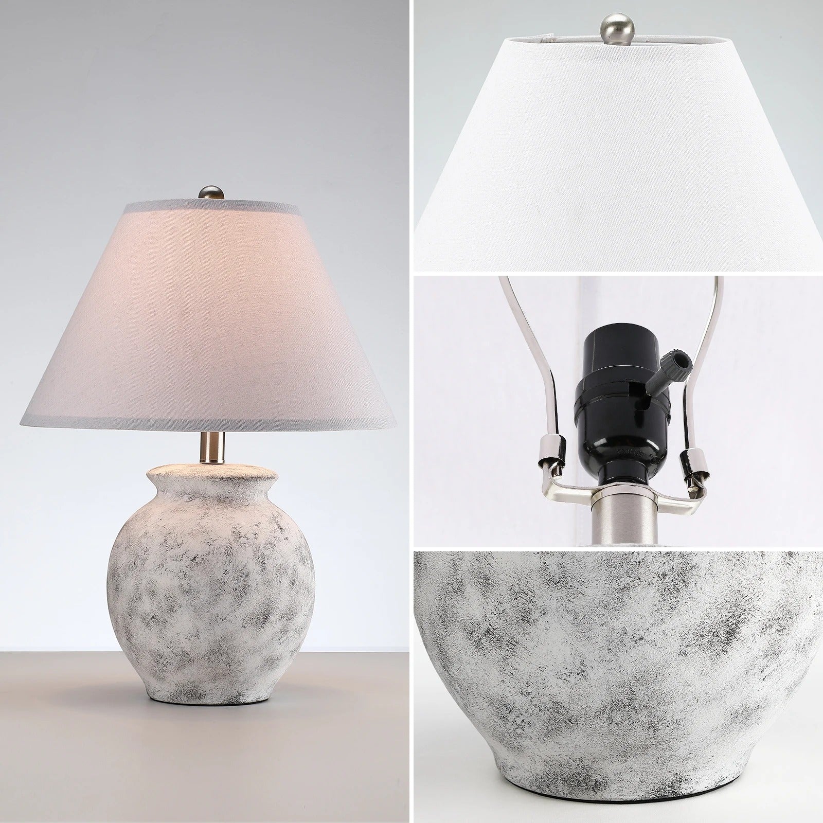 21" Modern Bedside Table Lamp | Ceramic Base, Linen Shade, Minimalist European Style