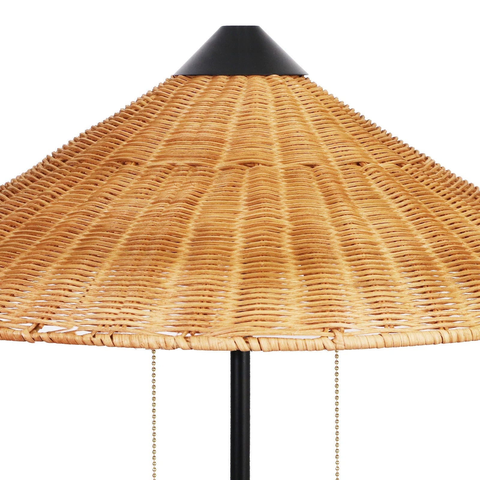68" Rattan Floor Lamp | Minimalist Traditional Style, Marble Base, Double Lamp Head for Living Room & Bedroom