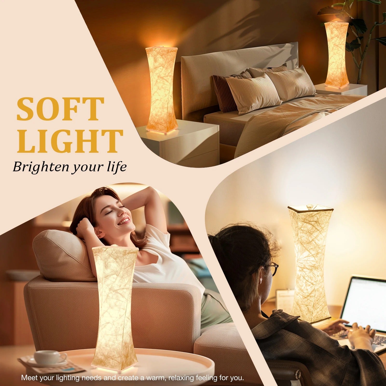 Trinova Table Lamp Set of 2 | 3 Color Temperature Bedside Lamp, Modern Nightstand Desk Lamp