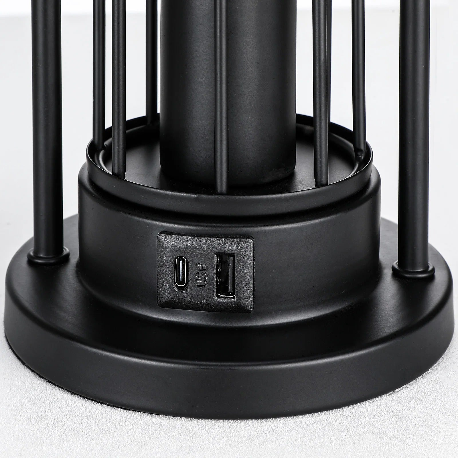 26" Modern Dual LED Table Lamp | Linen Shade, USB & Type-C Charging Port, Touch & Rotary Control