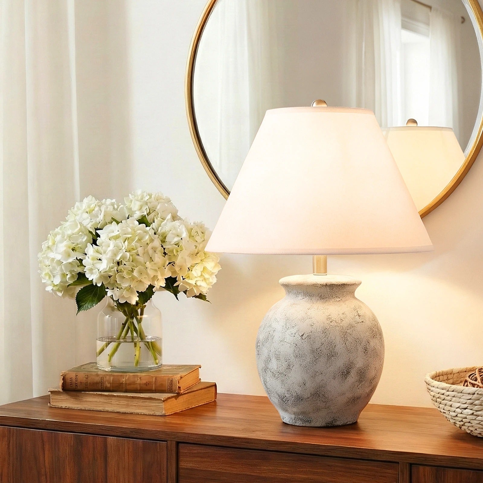 21 inch ceramic bedside table lamp with linen shade