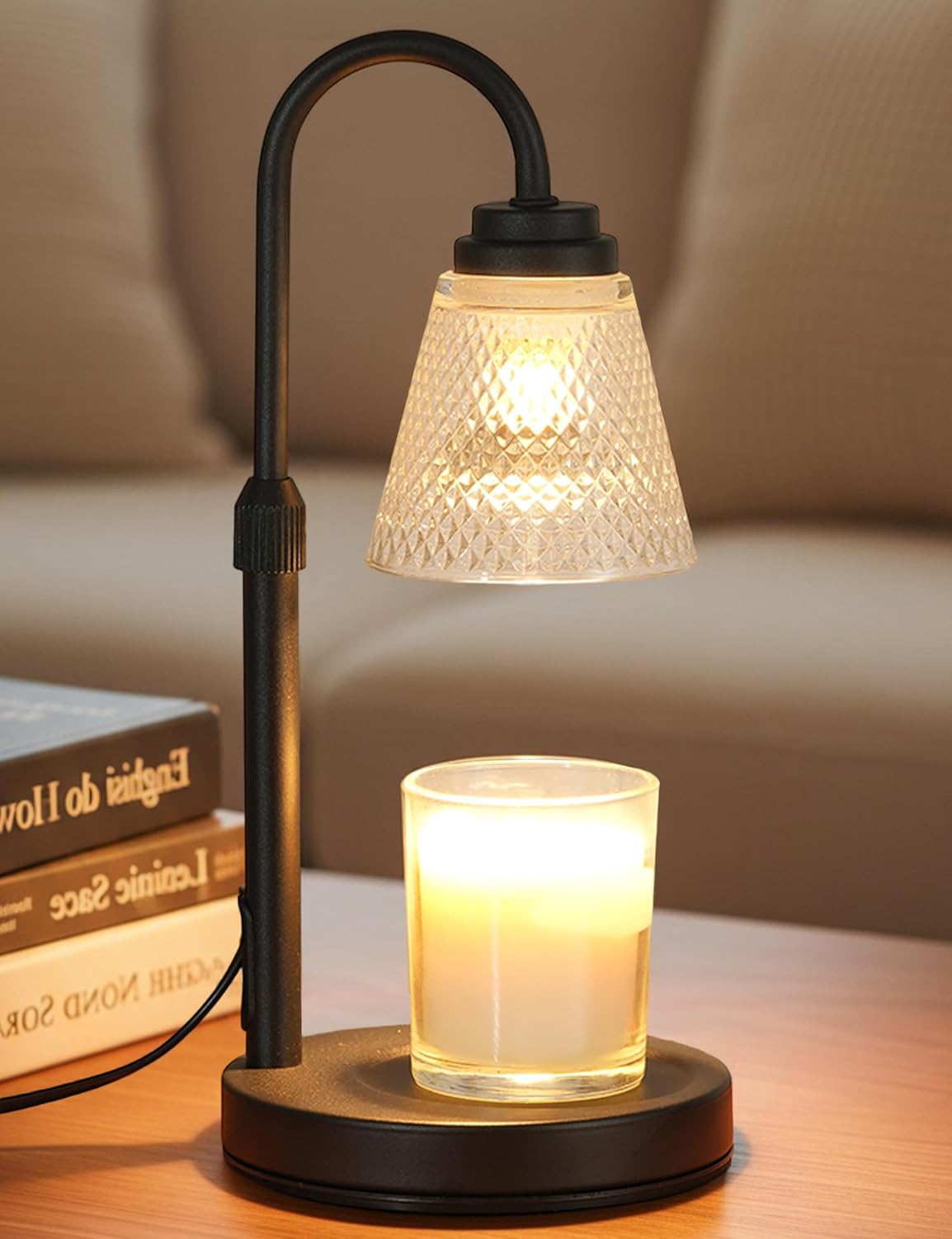 QUTADI Lotus Candle Warmer Lamp with Timer | Dimmable Wax Melter, 2 Bulbs Included