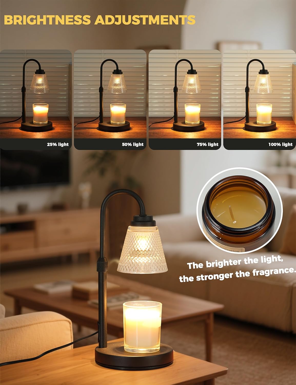 QUTADI Lotus Candle Warmer Lamp with Timer | Dimmable Wax Melter, 2 Bulbs Included