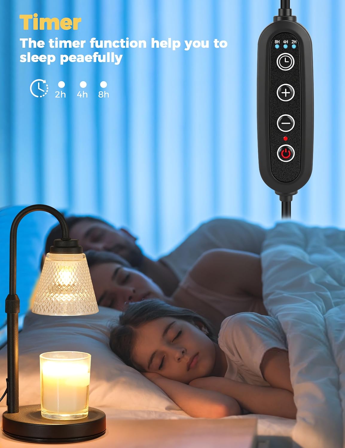 QUTADI Lotus Candle Warmer Lamp with Timer | Dimmable Wax Melter, 2 Bulbs Included