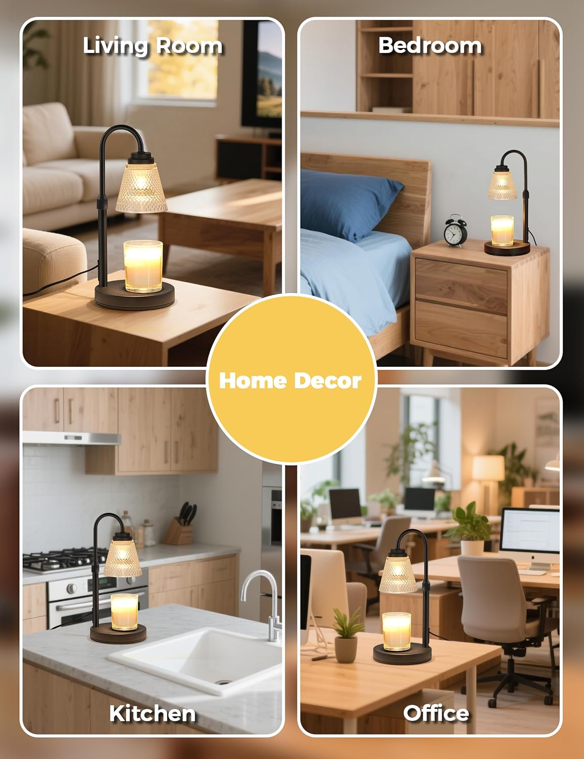 QUTADI Lotus Candle Warmer Lamp with Timer | Dimmable Wax Melter, 2 Bulbs Included