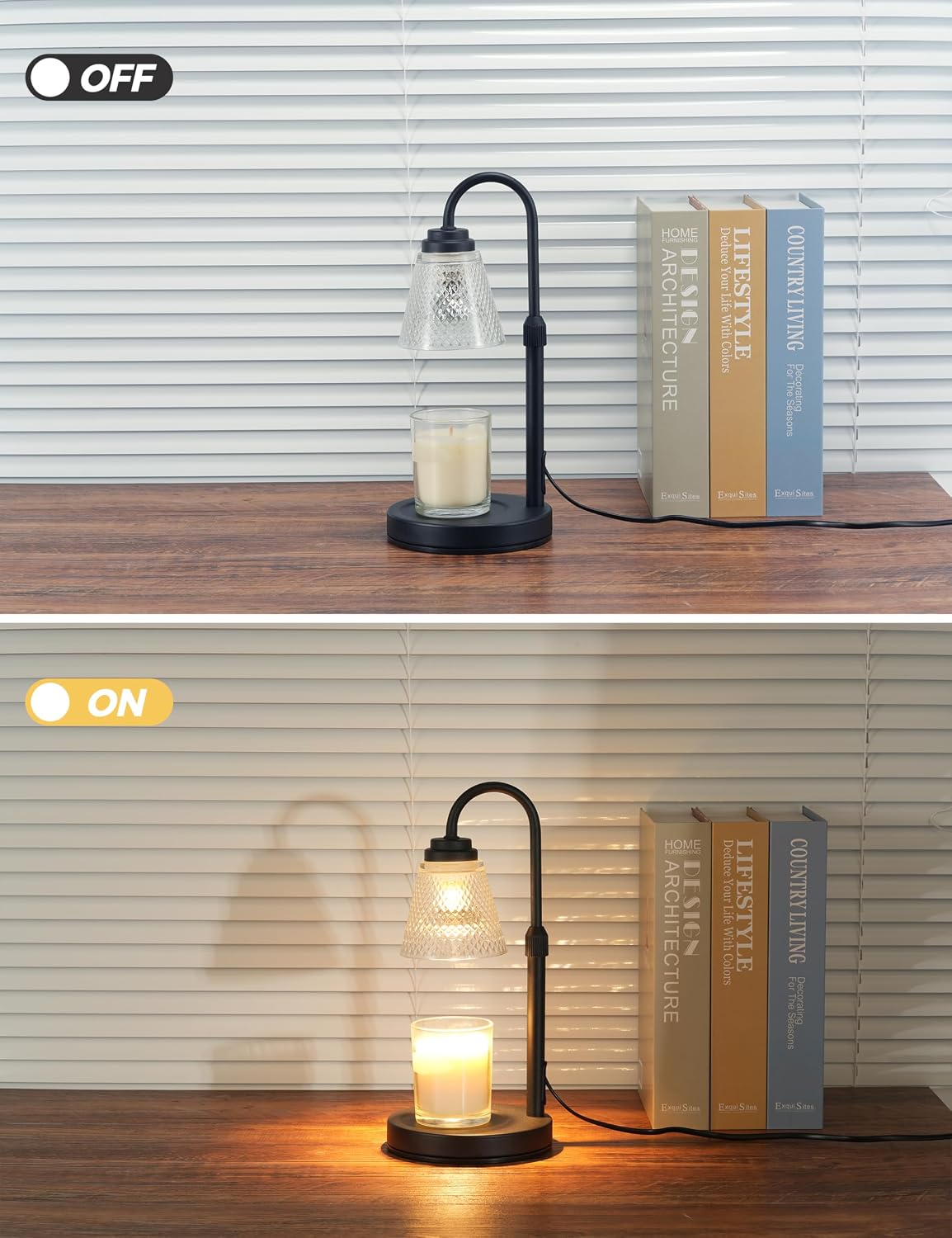 QUTADI Lotus Candle Warmer Lamp with Timer | Dimmable Wax Melter, 2 Bulbs Included