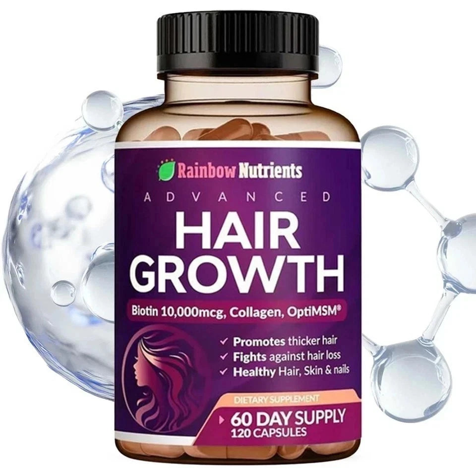 Bottle of hair growth vitamins for women with biotin and collagen, 120 count