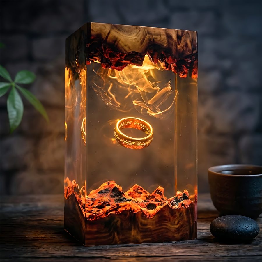 Handmade pumpkin ghost Halloween resin diorama night light with 16-color LED